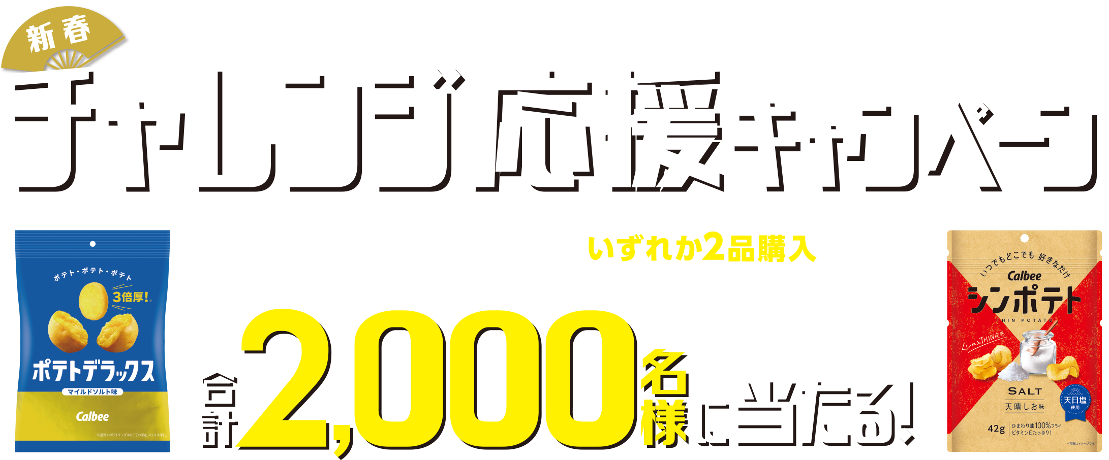 ポテトデラックス＆シンポテトチャレンジ応援キャンペーン ポテトデラックス＆シンポテトいずれか2品購入で参加！合計2,000名様に当たる！