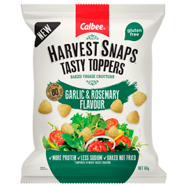 Harvest Snaps
Tasty Toppers Garlic & Rosemary Flavour