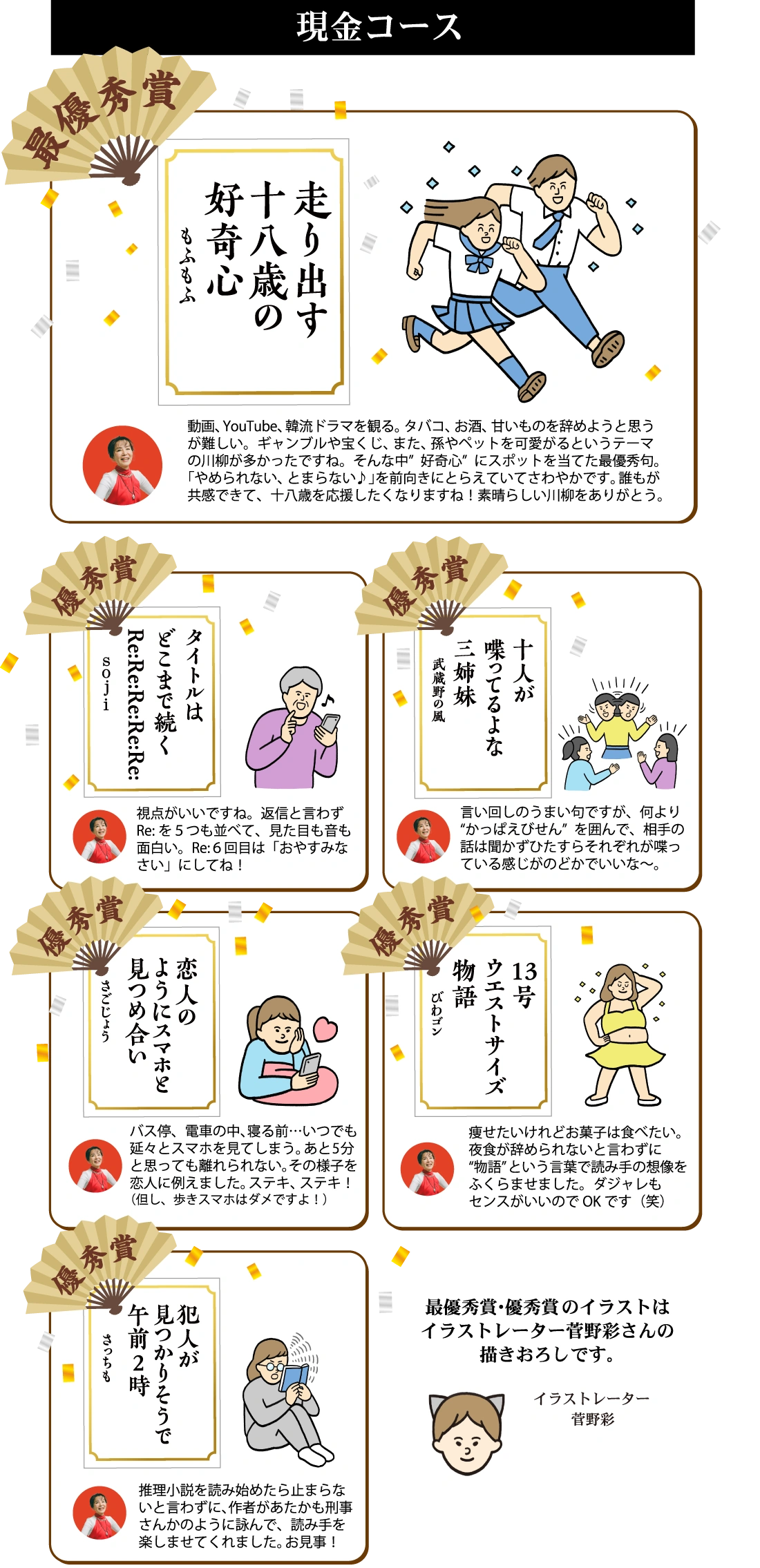 現金コース 最優秀賞～優秀賞