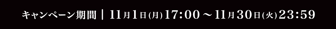 キャンペーン期間 | 11月1日(月)17:00~11月30日(火)23:59