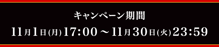 キャンペーン期間 | 11月1日(月)17:00~11月30日(火)23:59