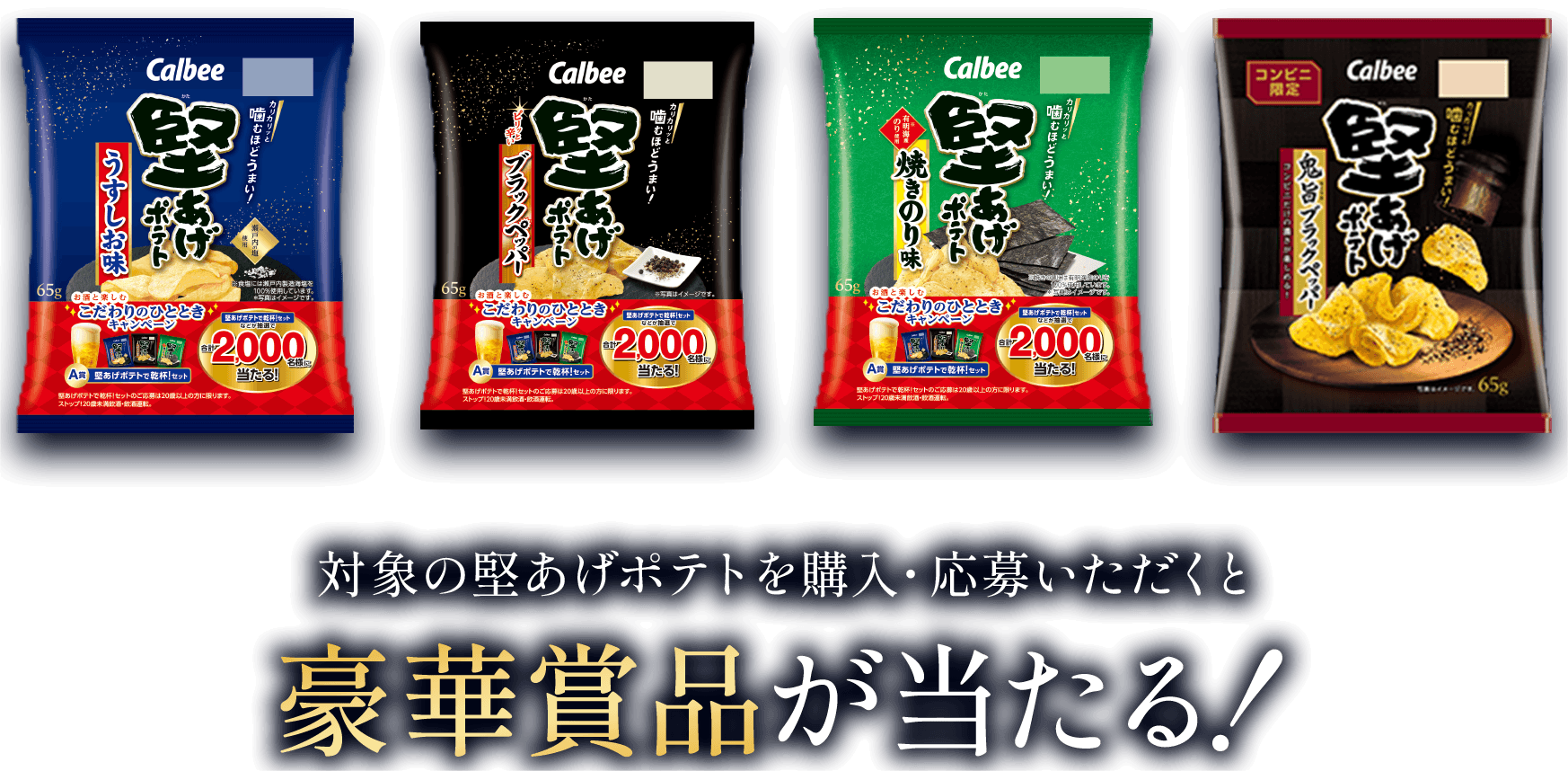 対象の堅あげポテトを購入・応募いただくと豪華賞品が当たる！