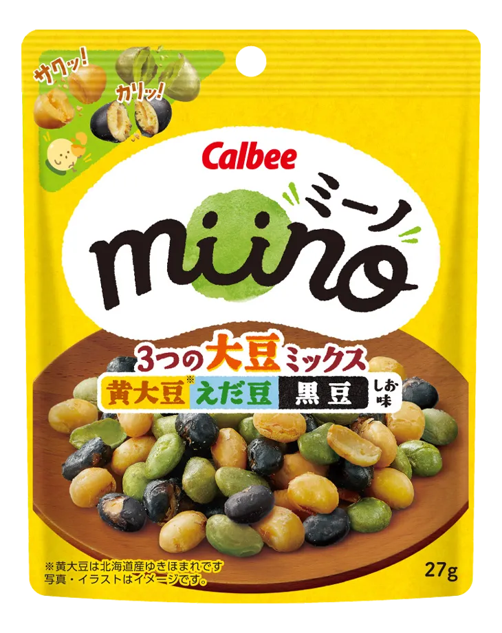 miino 3つの大豆ミックス 黄大豆えだ豆黒豆 しお味