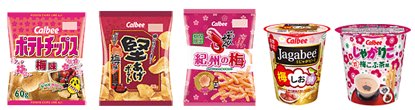 ポテトチップス　梅味/堅あげポテト　梅味/かっぱえびせん　紀州の梅/Ｊａｇａｂｅｅ　梅しお味/じゃがりこ　梅こぶ茶味