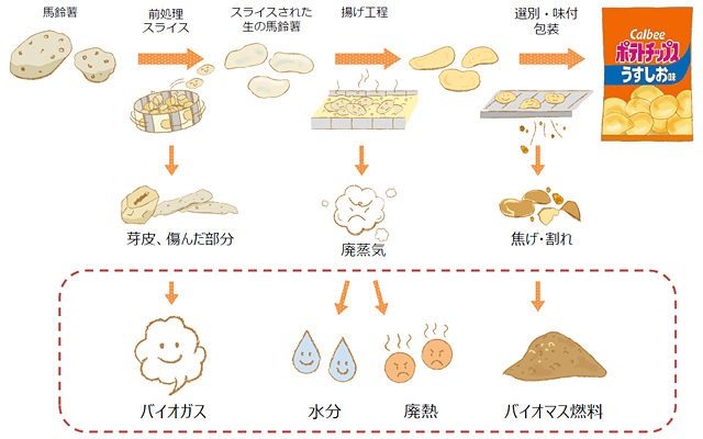 じゃがいもを使いつくすエネルギーシステム イメージ図
