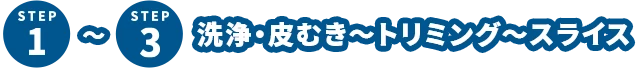 STEP1〜3 洗浄・皮むき〜トリミング〜スライス